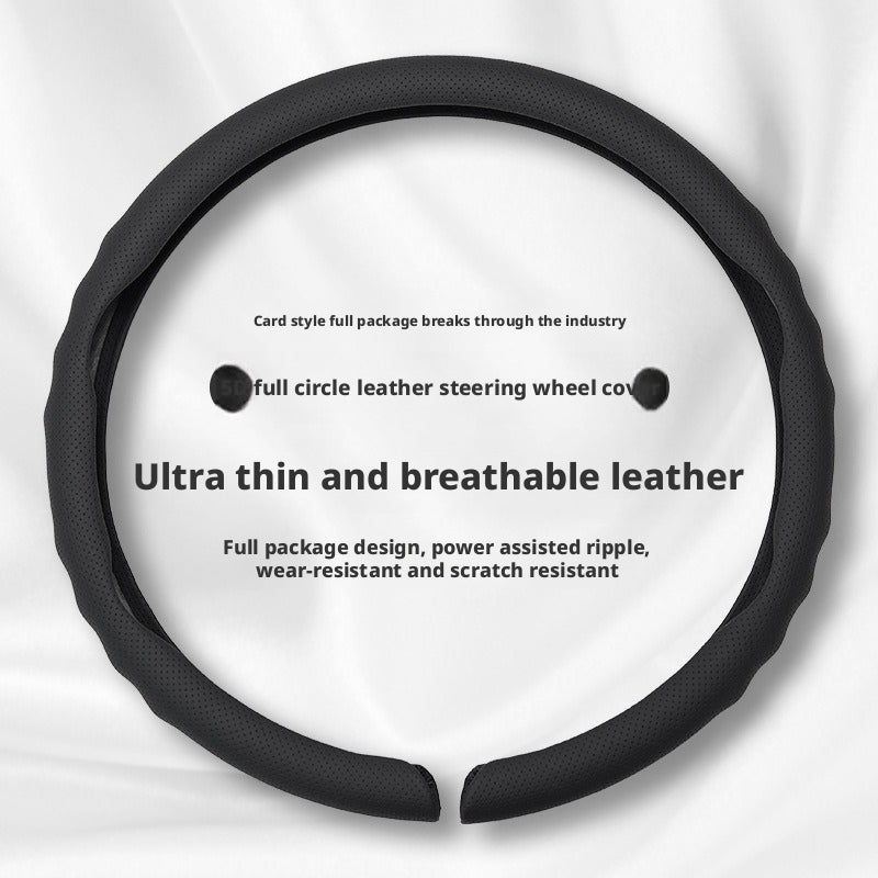 Universal Car Steering Wheel Cover - Nappa Leather, Breathable, Anti-Slip, Fits 38cm Wheels - Image 1