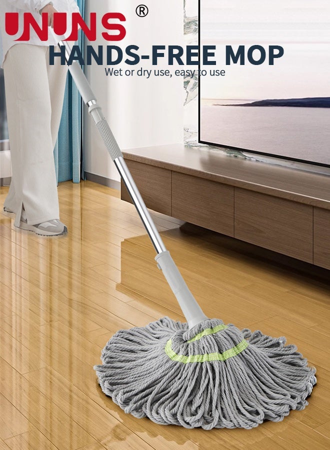 UNUNS Self Wringing Mop for Floor Cleaning,Long Handled Twist Mop with 1 mop head for Kitchen,Home Office,Restaurant,Warehouses,Gray  - Image 2