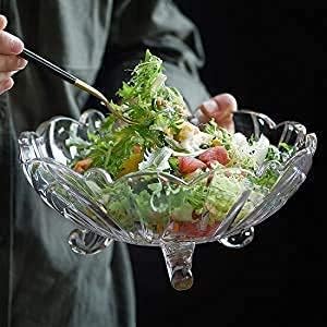 Home Stuffs Fruit Bowl Designer Glass Serving Fruit BowlVegetable Bowl Table Fruit Bowl Flat Base Fruit Bowl Dining Table Glass Serving Dinnerware Transparent Crystal Fruit BowlPack of 1 - Image 3