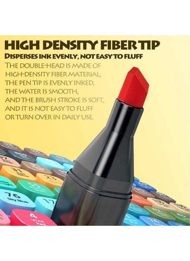 Graphic Marker Set (80 Colors) Multicolor Dual-Tip  Based Markers with Bag for Sketching, Calligraphy, and Design - Coloring Pen Set - Coloring and Drawing Ink for Kids and Adults - Perfect Coloring Pen Set for Artists and Hobbyists with Stylish Carrying Case Suitable for Art Gifts - Graffiti, Coloring, Outlining, Shading - Marker and Painting Projects with Bag
