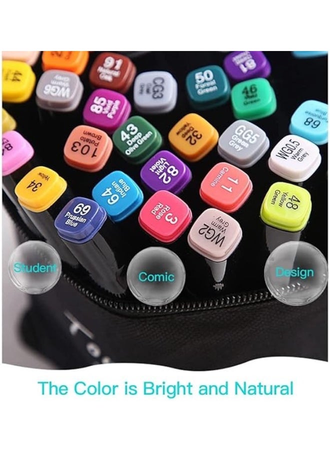 Graphic Marker Set (80 Colors) Multicolor Dual-Tip  Based Markers with Bag for Sketching, Calligraphy, and Design - Coloring Pen Set - Coloring and Drawing Ink for Kids and Adults - Perfect Coloring Pen Set for Artists and Hobbyists with Stylish Carrying Case Suitable for Art Gifts - Graffiti, Coloring, Outlining, Shading - Marker and Painting Projects with Bag