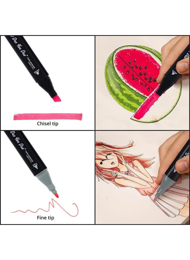 Graphic Marker Set (80 Colors) Multicolor Dual-Tip  Based Markers with Bag for Sketching, Calligraphy, and Design - Coloring Pen Set - Coloring and Drawing Ink for Kids and Adults - Perfect Coloring Pen Set for Artists and Hobbyists with Stylish Carrying Case Suitable for Art Gifts - Graffiti, Coloring, Outlining, Shading - Marker and Painting Projects with Bag