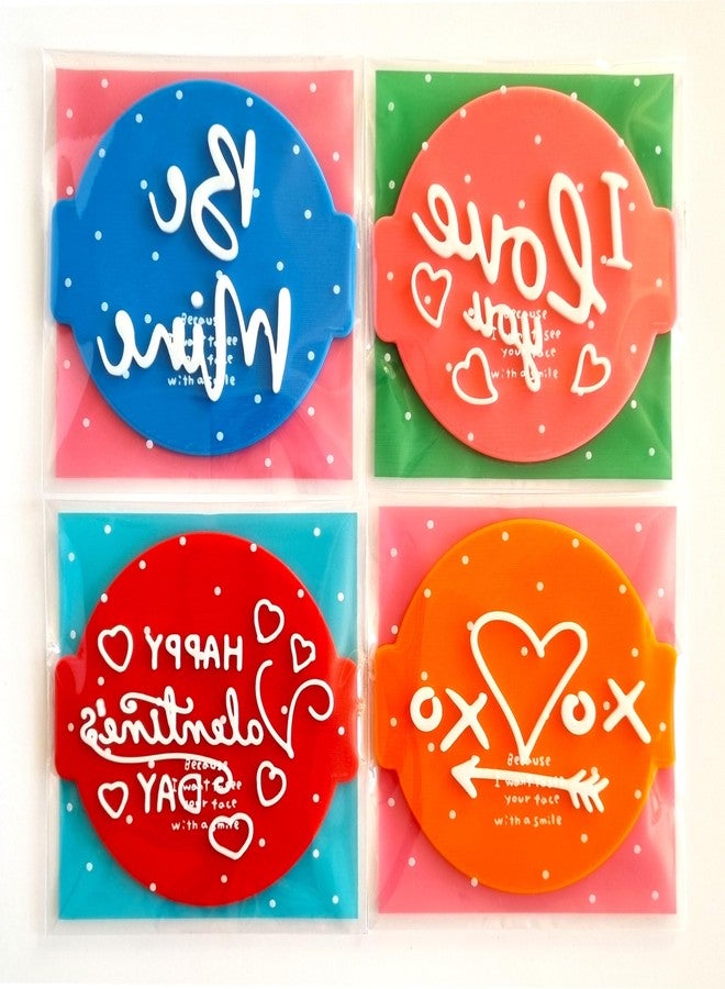 1066 Factory Happy Valentines Day (Set of 4 Stamps) Embosser Stamp for Fondant, Icing, Cupcake, Cake, Biscuits, Decoration - Image 2
