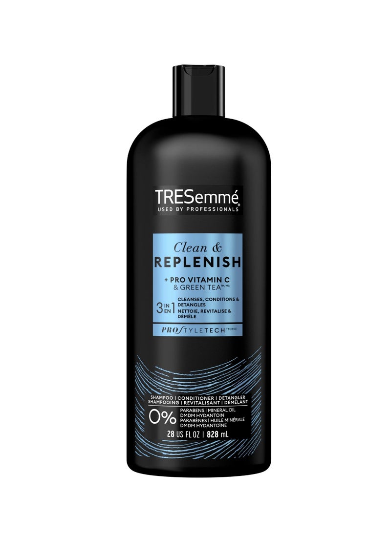 TRESemmé Tresemme Clean & Replenish 3-in-1 Shampoo Conditioner & Detangler Vitamin 28 oz  - Image 1