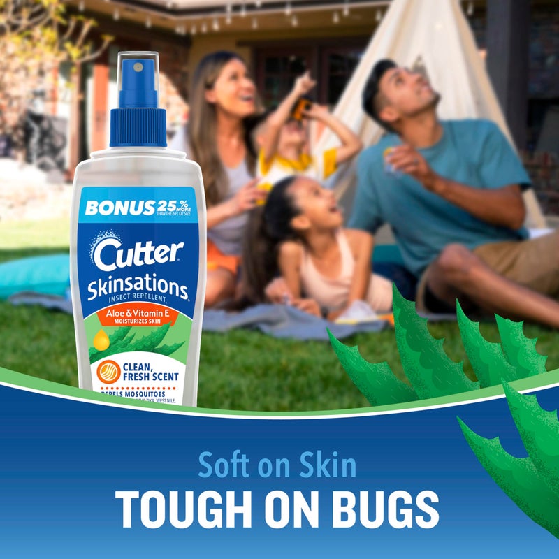 Cutter Skinsations Insect Repellent (12 Pack), Repels Mosquitos, Ticks, Gnats, Fleas, 7% DEET, 6 fl Ounce (Pump Spray) - Image 2