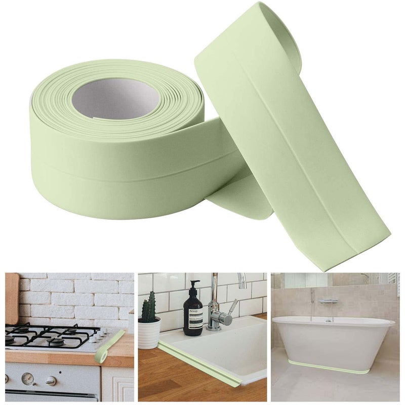 solikdm Bath & Kitchen Caulk Tape Sealant Strip, PVC Self Adhesive Tub and Wall Sealing Tape Caulk Sealer,Caulk Strip,sealant Tape,Shower Tile Sealer Adhesive sealant (Green) - Image 1
