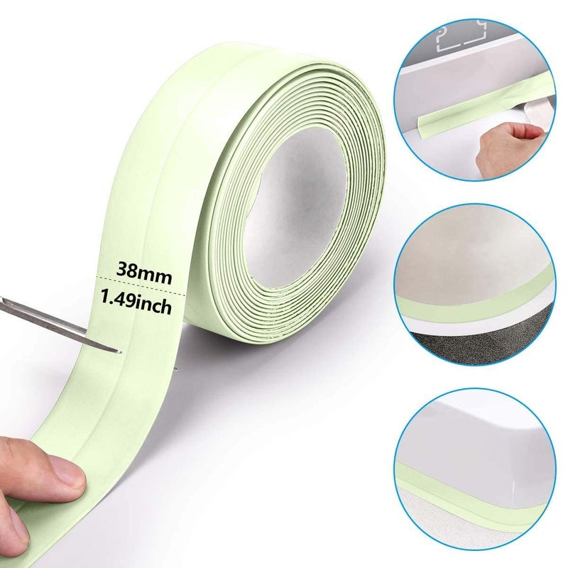 solikdm Bath & Kitchen Caulk Tape Sealant Strip, PVC Self Adhesive Tub and Wall Sealing Tape Caulk Sealer,Caulk Strip,sealant Tape,Shower Tile Sealer Adhesive sealant (Green) - Image 2