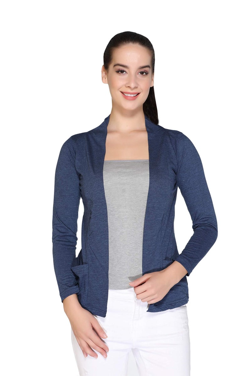 In Love Cotton Shawl Collared Shrugs For Women's,Wsg5104-Xxl, Melange - Image 1