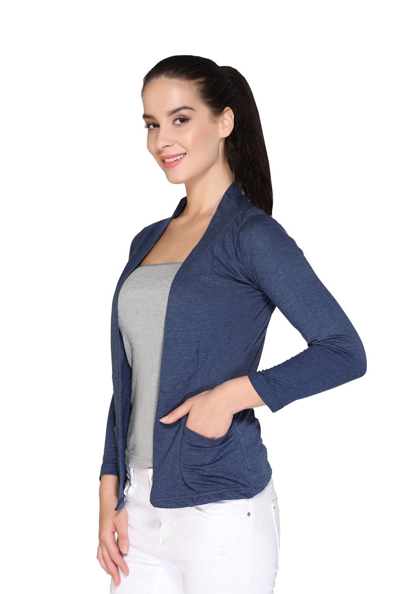 In Love Cotton Shawl Collared Shrugs For Women's,Wsg5104-Xxl, Melange - Image 4