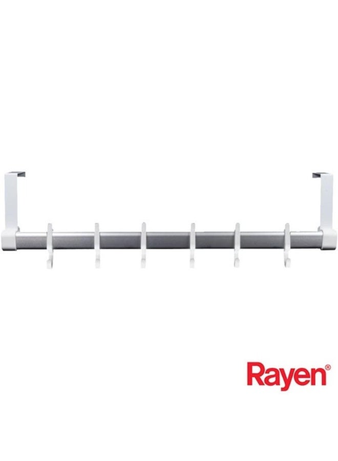 ريان علاقة باب للتنظيم من راين – براند إسباني – علاقة متعددة الخطافات لتعليق الملابس والشنط – تنظيم خلف الباب بدون تركيب – لون أبيض - Image 1