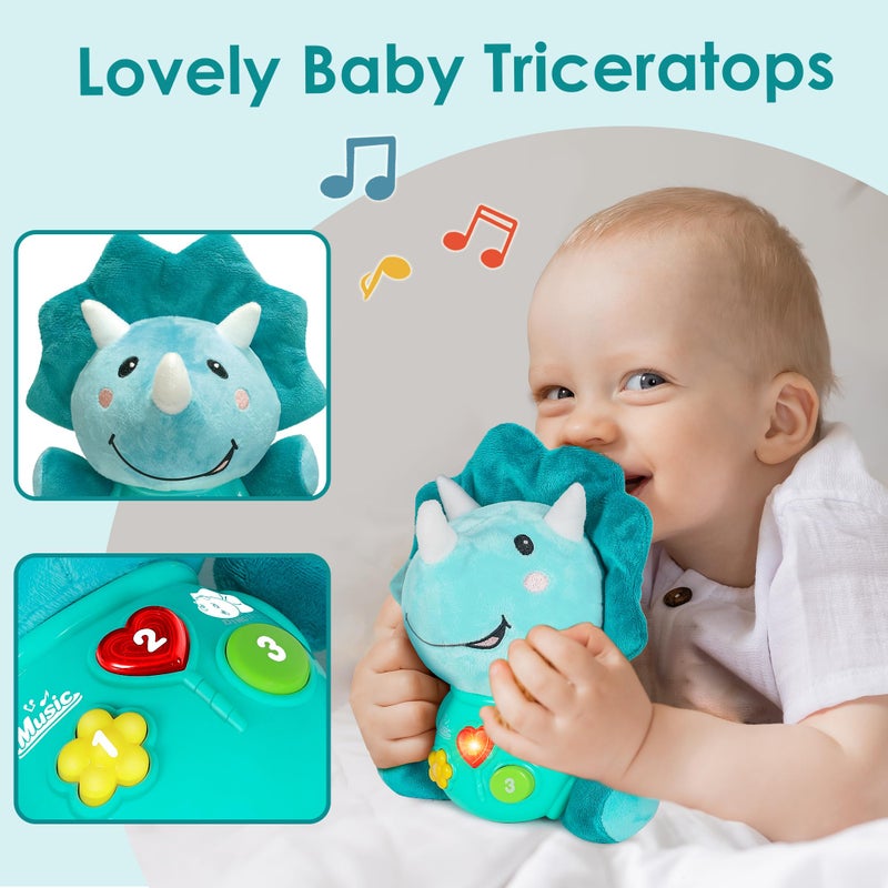 iPlay, iLearn Baby Dinosaur Musical Toys, Newborn Boys Gift, Soft Dino Plush Stuffed Animal, Infant Light Music Time, 1st Valentine's Easter Basket Stuffer 0 1 2 3 6 9 12 18 Month 1-3 Yrs Toddler Girl - Image 5