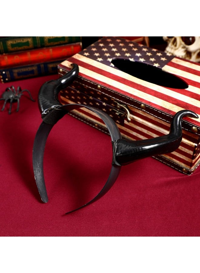 minkissy Gothic Ox Horn Hoop Black Party Horns Headpiece Halloween Cosplay Party Headband Costume Hair Accessory - Image 3