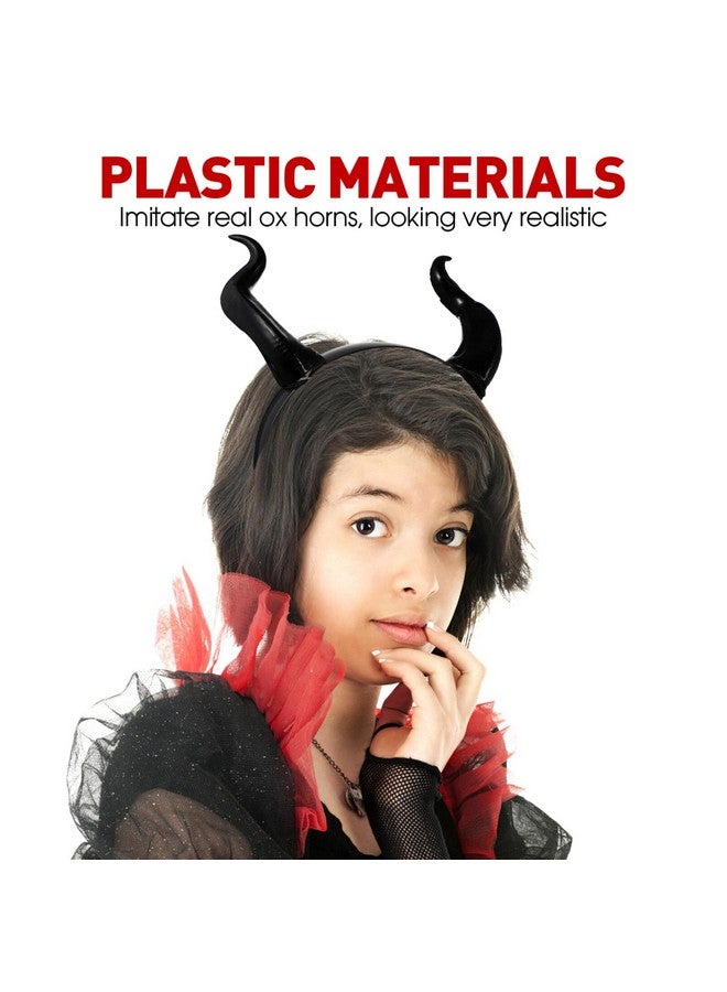 minkissy Gothic Ox Horn Hoop Black Party Horns Headpiece Halloween Cosplay Party Headband Costume Hair Accessory - Image 2