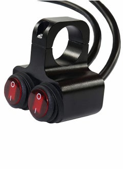 Motorcycle Handlebar Switch, 12v 16A Motorcycle Universal 7/8" 22-23mm Handlebar Button Switch, CNC Aluminium Alloy Waterproof Double Control Button Red Light Switch for Scooter Electric Bike