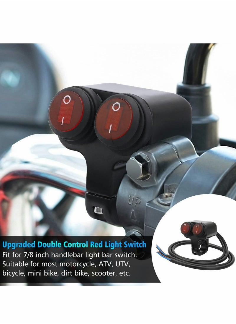 Excefore - Motorcycle Handlebar Switch, 12v 16A Motorcycle Universal 7/8" 22-23mm Handlebar Button Switch, CNC Aluminium Alloy Waterproof Double Control Button Red Light Switch for Scooter Electric Bike - Image 1