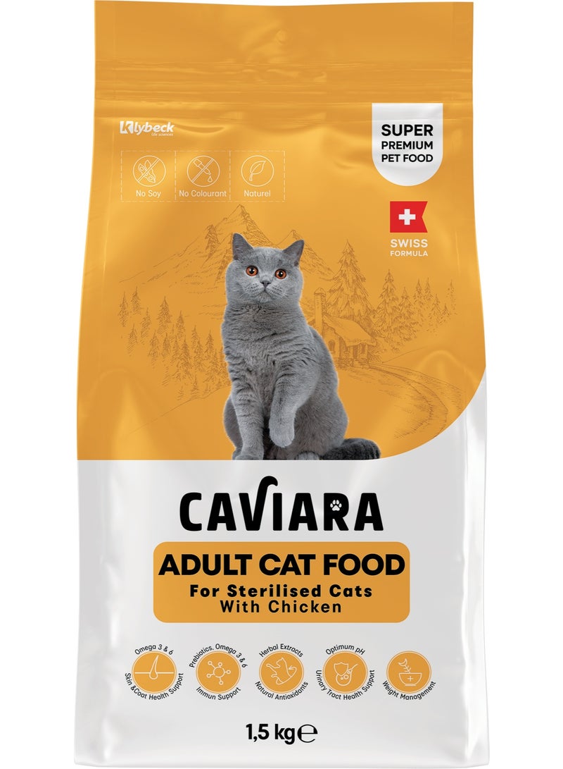 Caviara Sterilised Adult Cat Food with chicken 1,5 Kg