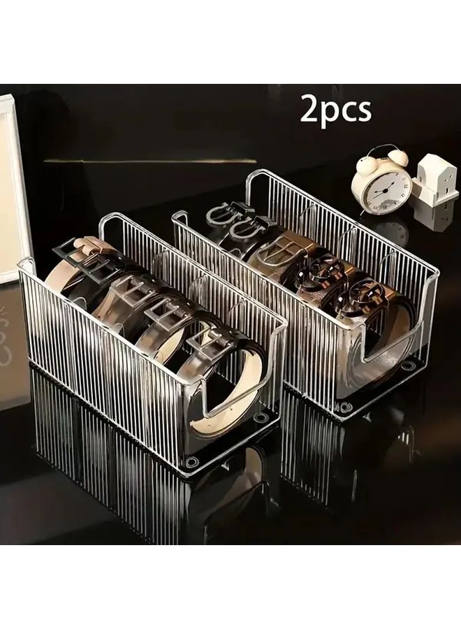 2pcs Acrylic Detachable Belt Storage Box Front Open Top Heavy Duty Organizer - Image 1