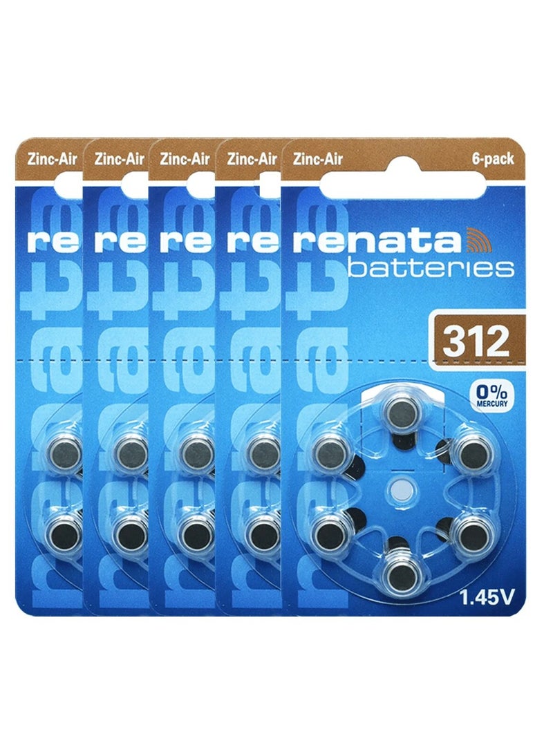 Renata 30-Pieces Renata (Size 312) Hearing Aid 1.45V Zinc-Air 0% Mercury Batteries - Image 1