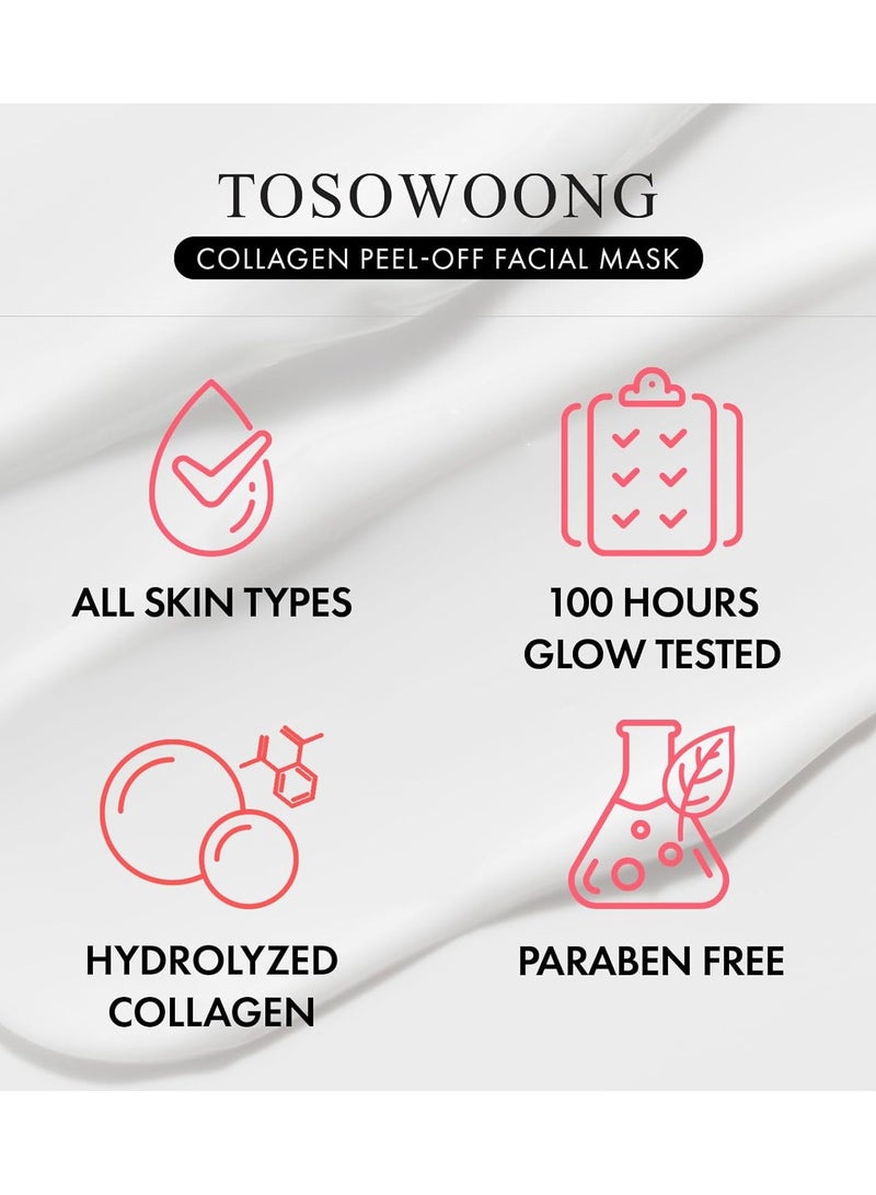 Tosowoong Real Collagen Fit, Hydrolyzed Collagen Wrapping Mask, Peel Off Facial Mask for elasticity, Hydrating, Glow, Glass Skin, Face Moisturizer, Self Care, Korean Skin Care, 50ml, 1.69 fl. oz. - Image 5