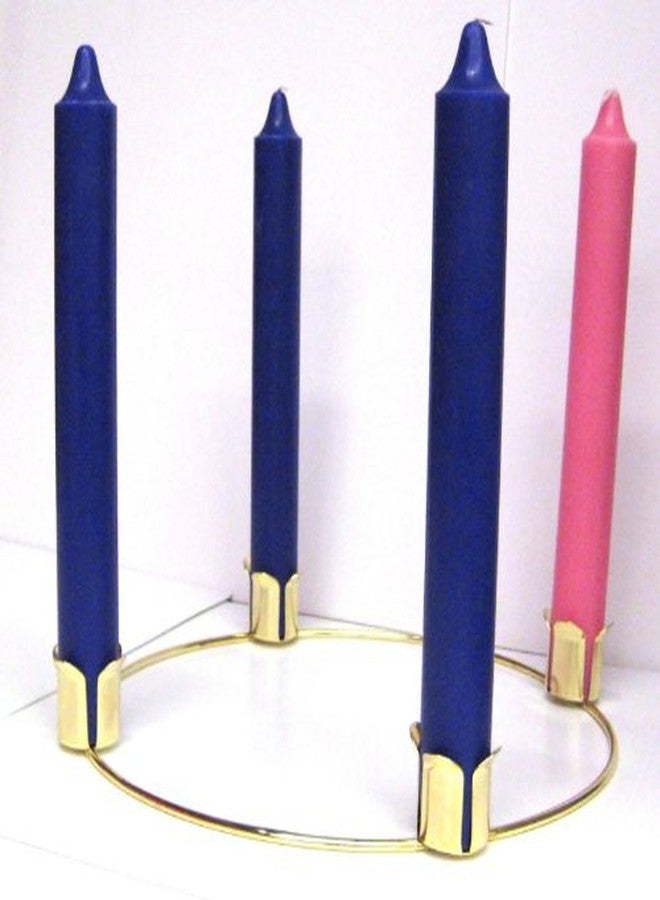 Emkay Candles Church Advent Set (12" x 1 1/2" Candles with 14" Brass Advent Wreath) (#426)
