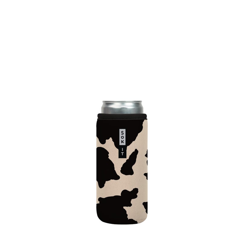 Sok It CanSok Sleeve for Beer  Soda Insulated Neoprene Cover Cow Print 12oz Slim Can Sleeve