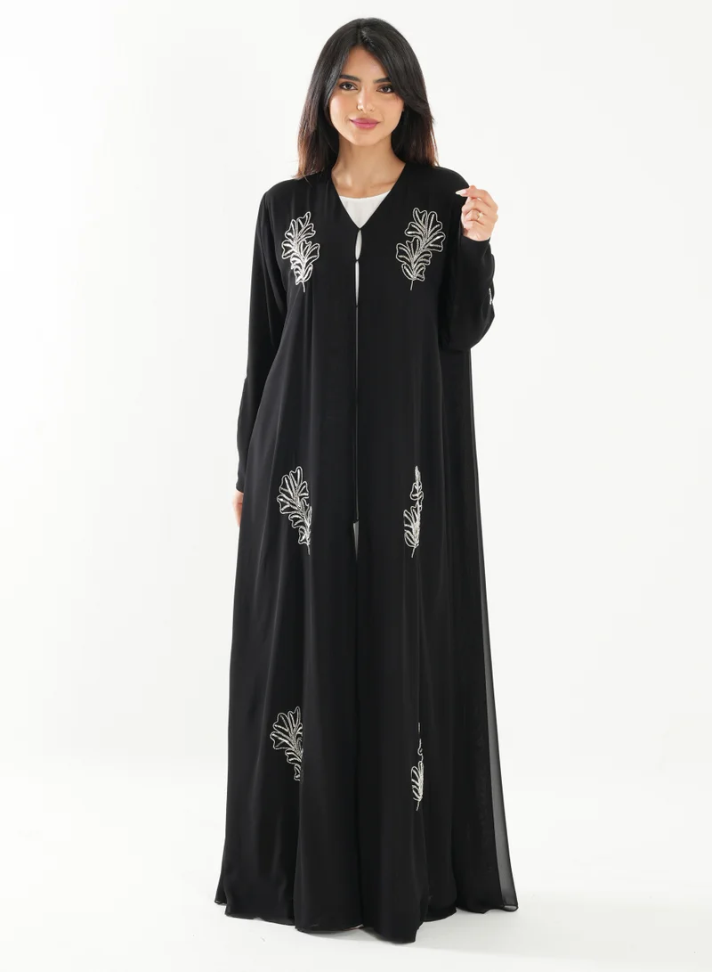 Rosette Abaya Abaya embroidered with silver