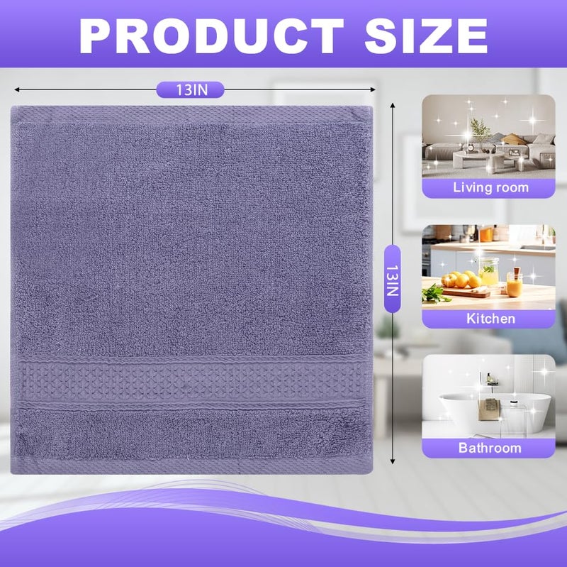 INFICRIME 6 Pack 100% Cotton Wash Cloth, 13x13 Inch Highly Absorbent and Soft Feel Fingertip Towels, Machine Washable Washcloths for Bathroom, （White, Blue, red） - Image 2