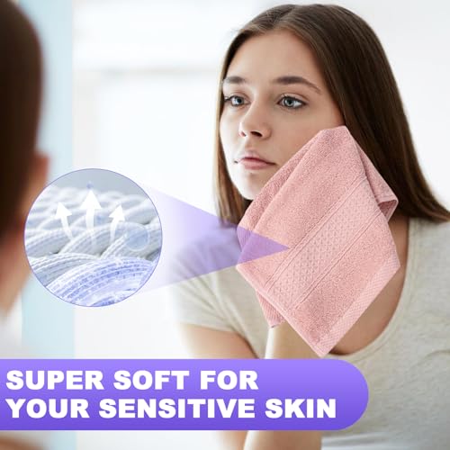 INFICRIME 6 Pack 100% Cotton Wash Cloth, 13x13 Inch Highly Absorbent and Soft Feel Fingertip Towels, Machine Washable Washcloths for Bathroom, （White, Blue, red） - Image 3