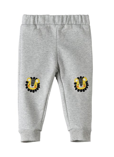 Boys Grey Joggers with Lion Patches