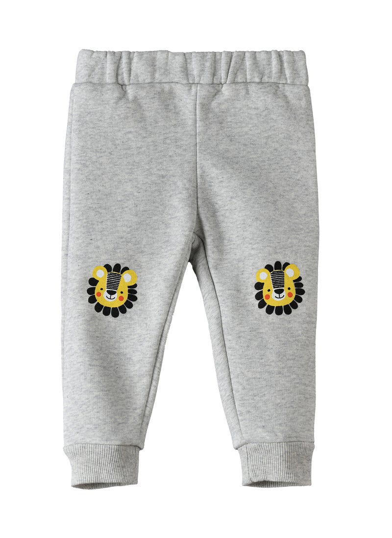 JAM - Boys Grey Joggers with Lion Patches - Image 1