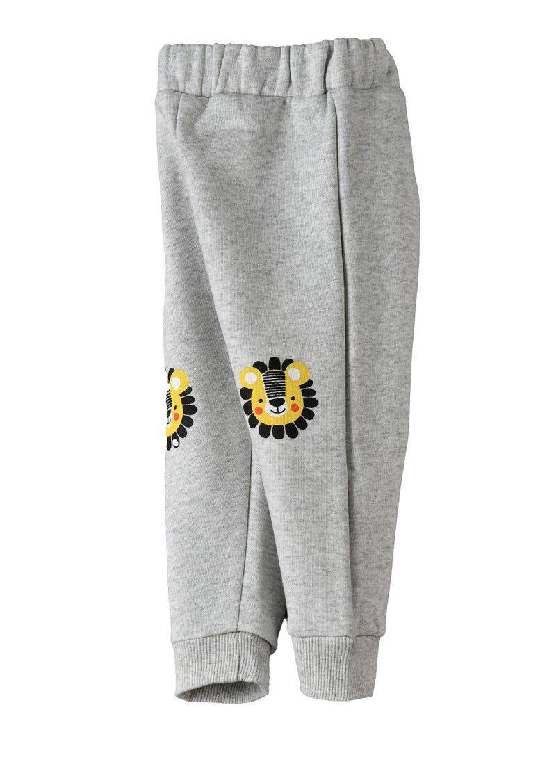 JAM - Boys Grey Joggers with Lion Patches - Image 1