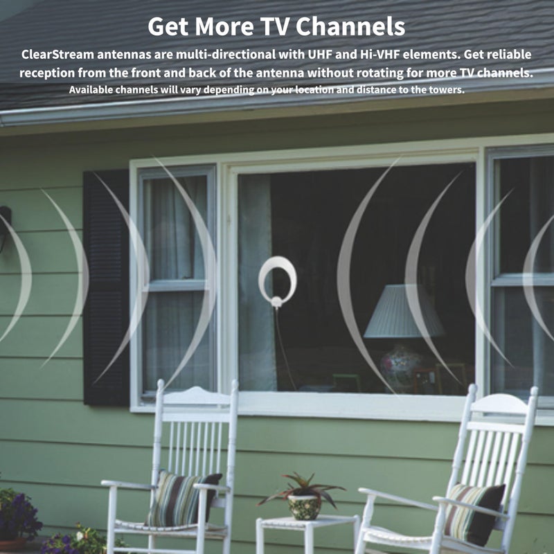 Antennas Direct ClearStream Flex Amplified Indoor TV Antenna, UHF VHF, Multi-Directional, Reversible, 50+ Mile Range â€“ w/Jolt Switch Amplifier - Image 3