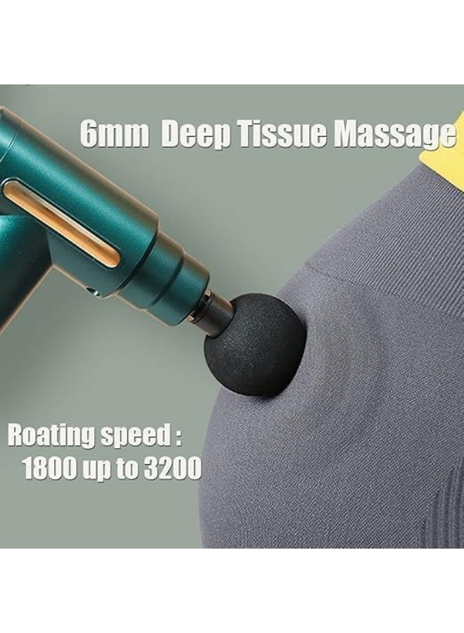 Mini muscle massager, quiet portable gun with 6 speeds and 4 massage heads, equipped with a USB-C charging port, for massaging the hand, leg, neck and shoulder (green) - Image 3