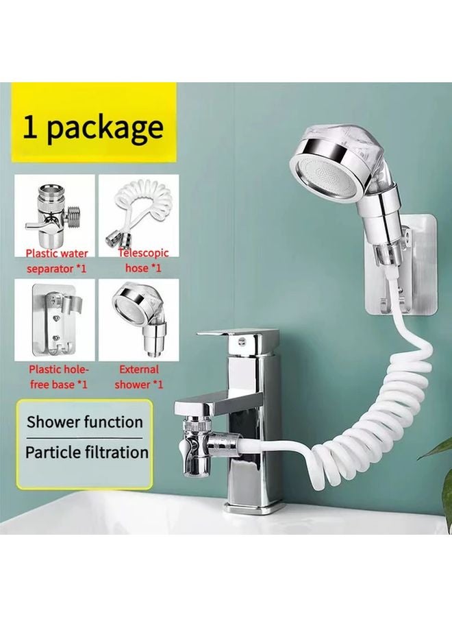 White Modern 3 Speed Adjustable Sink Faucet Sprayer Attachment Wall Mounted Extender - Image 1