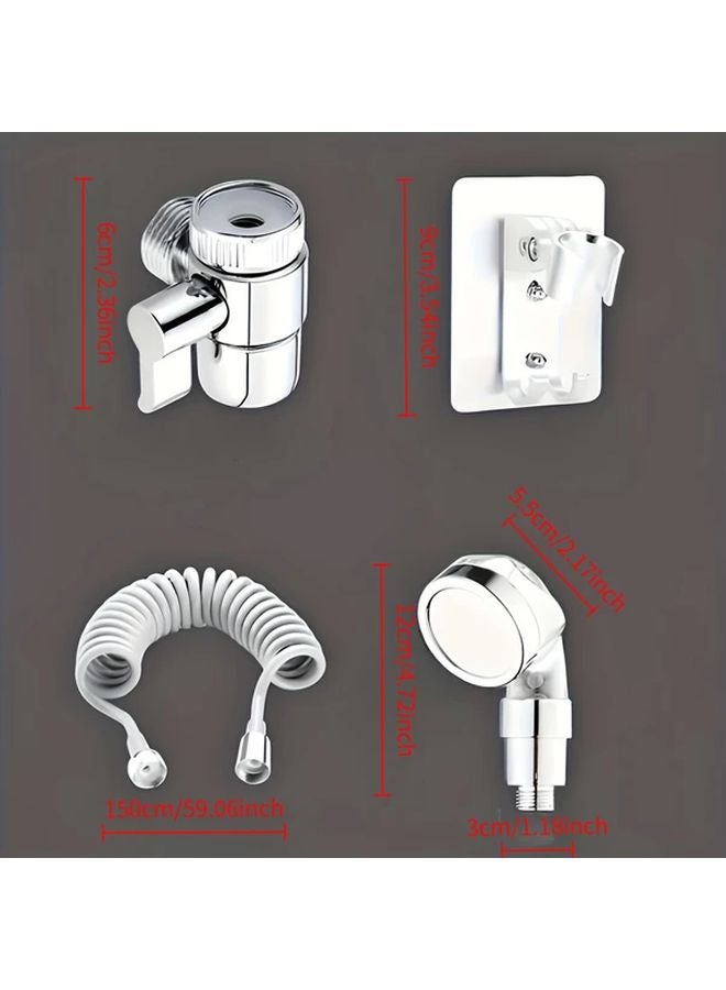 White Modern 3 Speed Adjustable Sink Faucet Sprayer Attachment Wall Mounted Extender - Image 4