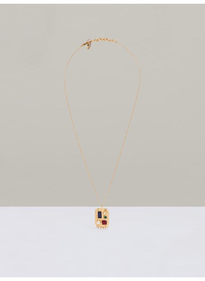 REISS - Skylar: Crystal Rectangle Pendant Necklace - Image 1