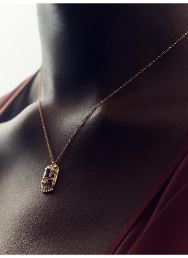 REISS - Skylar: Crystal Rectangle Pendant Necklace - Image 1