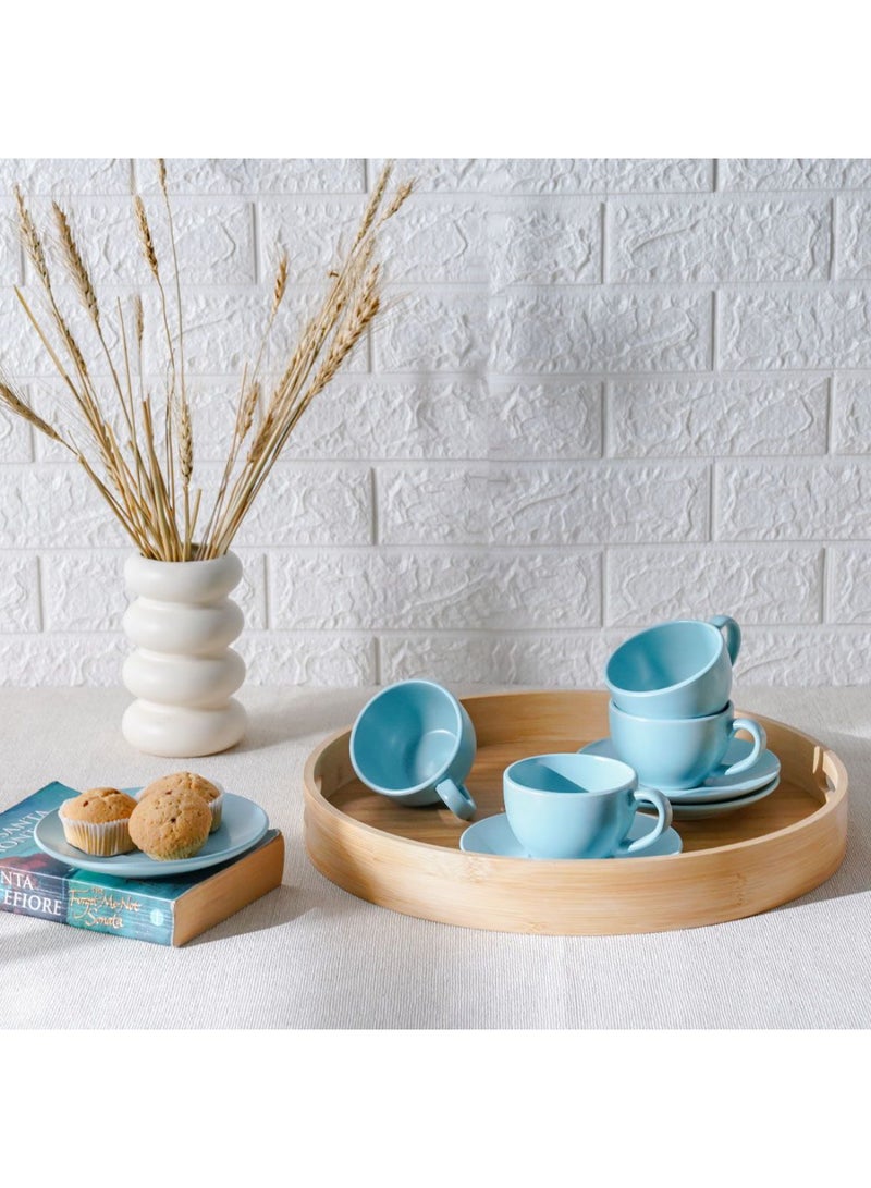DANUBE HOME Apollo 8-Piece Stoneware Coffee Cup and Saucer Set – Elegant Tea Cups with Matching Saucers, Dishwasher & Microwave Safe, Perfect for Home, Office, or Gifting 250ml  - Image 4