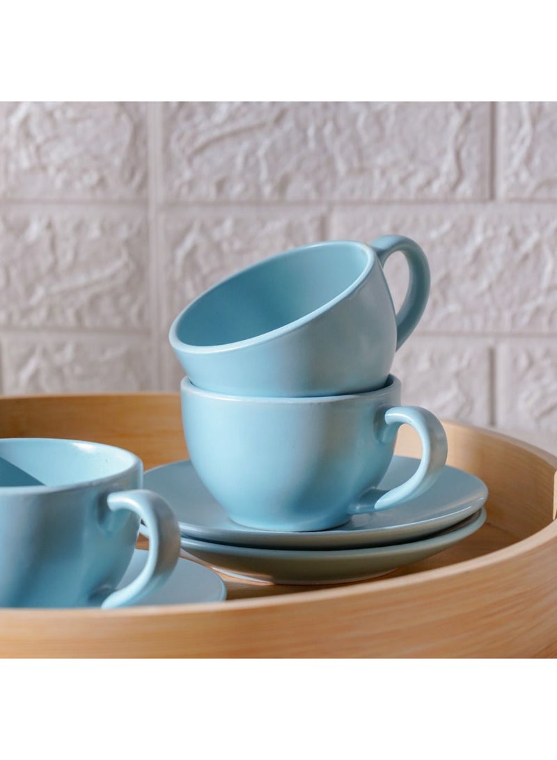 DANUBE HOME Apollo 8-Piece Stoneware Coffee Cup and Saucer Set – Elegant Tea Cups with Matching Saucers, Dishwasher & Microwave Safe, Perfect for Home, Office, or Gifting 250ml  - Image 2