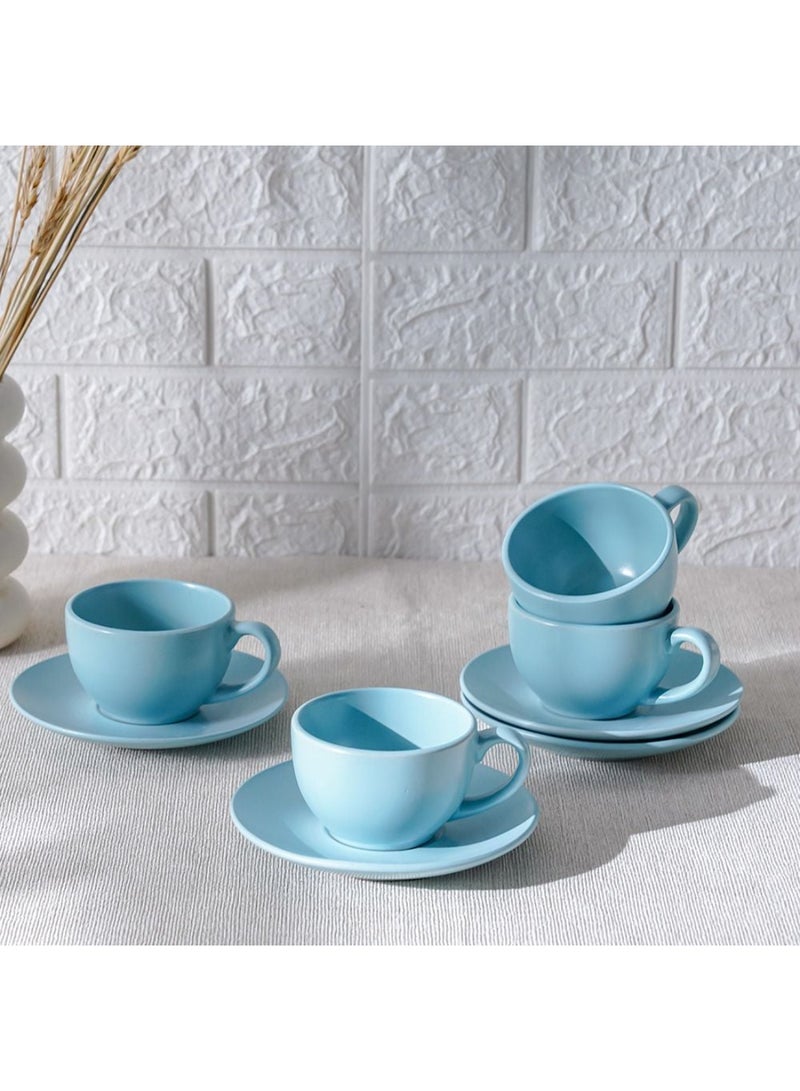 DANUBE HOME Apollo 8-Piece Stoneware Coffee Cup and Saucer Set – Elegant Tea Cups with Matching Saucers, Dishwasher & Microwave Safe, Perfect for Home, Office, or Gifting 250ml  - Image 1