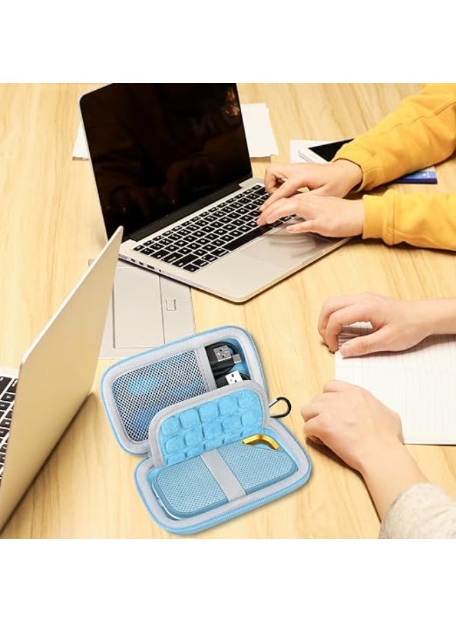 Lacdo Hard Carrying Case for SanDisk Extreme Pro/SanDisk Extreme Portable External SSD 500GB 1TB 2TB 4TB USB-C Solid State Drive EVA Shockproof Protective Storage Travel Bag, Sky Blue - Image 2