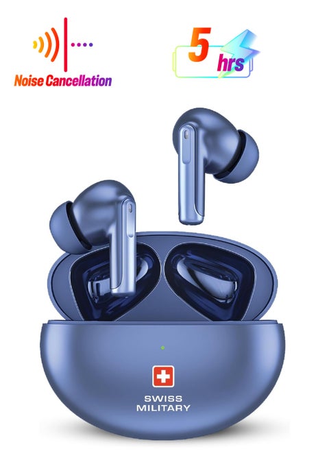 Military Victor 3 Wireless Earbuds Bluetooth With Active Noise Cancelling, ENC, 5Hr Music, Wireless Charging Case,120hr Standby, Compatible With iPhones, Samsung And Other Smartphones - Blue