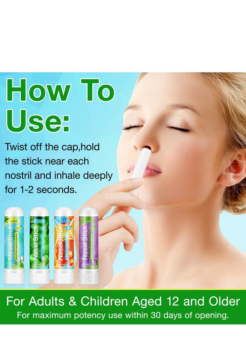 Elaimei 4 Pack Nasal Stick,Nasal Inhaler Stick,Nose Inhaler Stick,Nasal Stick Boost Energy Set,Nasal Stick Inhaler,Sinus  Congestion Relief, Daily Relaxation, Stress Relief, Pure Natural Ingredients  - Image 3