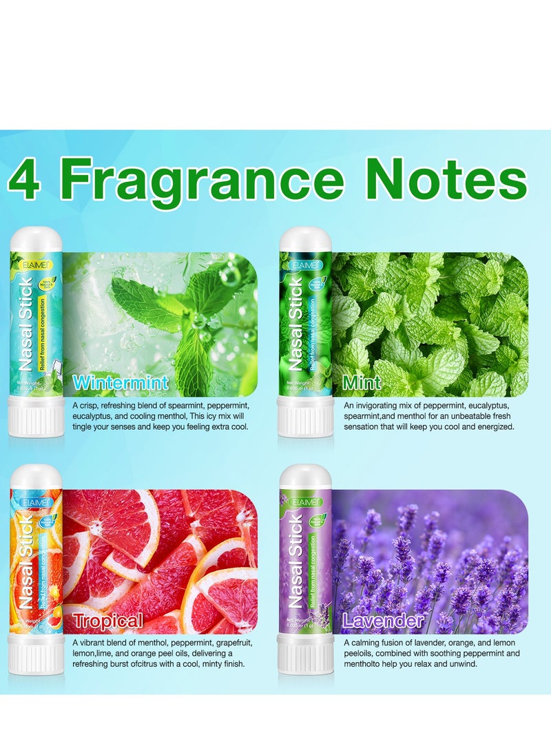 Elaimei 4 Pack Nasal Stick,Nasal Inhaler Stick,Nose Inhaler Stick,Nasal Stick Boost Energy Set,Nasal Stick Inhaler,Sinus  Congestion Relief, Daily Relaxation, Stress Relief, Pure Natural Ingredients  - Image 2