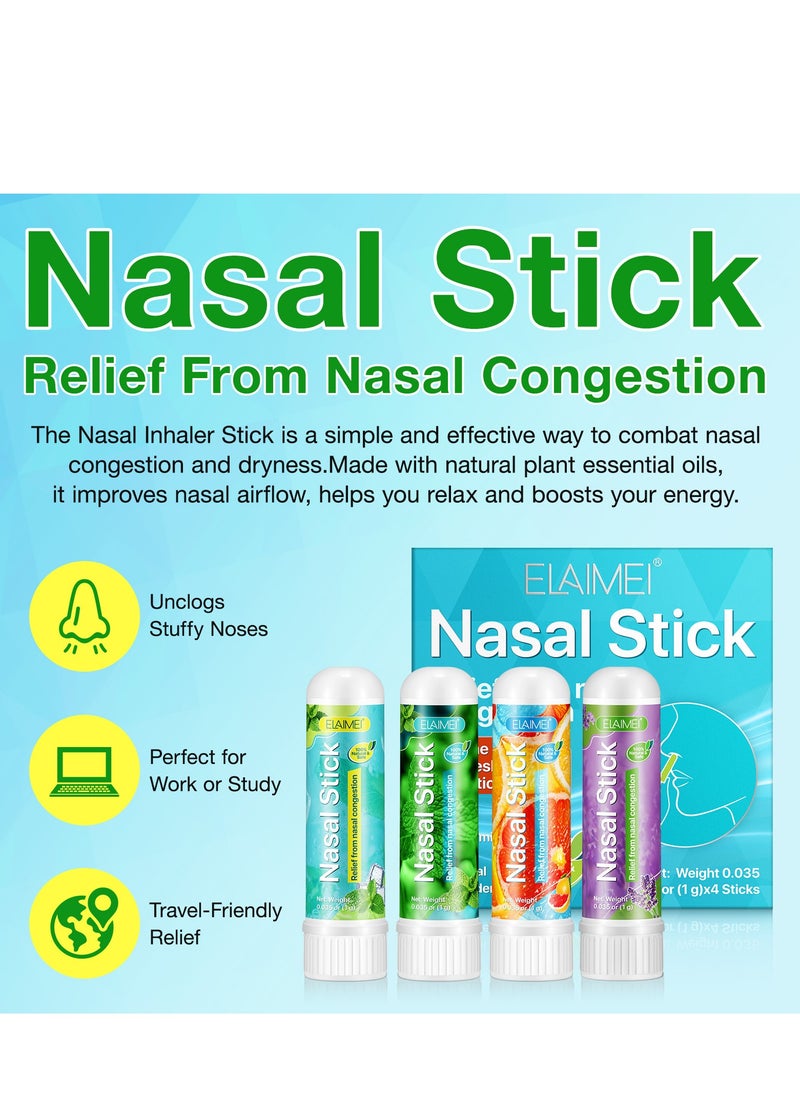 Elaimei 4 Pack Nasal Stick,Nasal Inhaler Stick,Nose Inhaler Stick,Nasal Stick Boost Energy Set,Nasal Stick Inhaler,Sinus  Congestion Relief, Daily Relaxation, Stress Relief, Pure Natural Ingredients  - Image 4