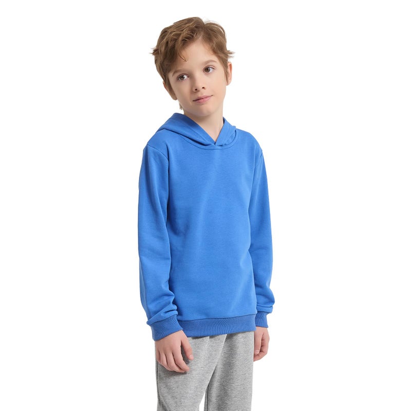 Phedrew Cotton Kids Hoodie Sweatshirt Midweight Long Sleeve Pullover Boys Girls Tops Clothes for Toddlers(Age 2-14) Blue - Image 5