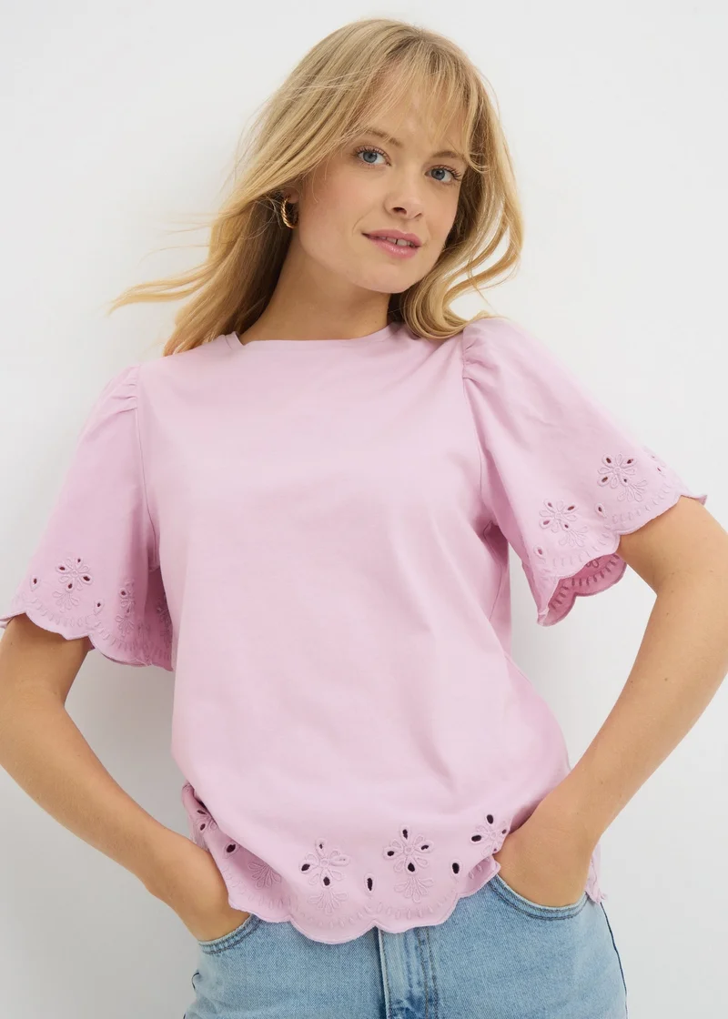 Matalan Lilac Floral Cut Out T-Shirt