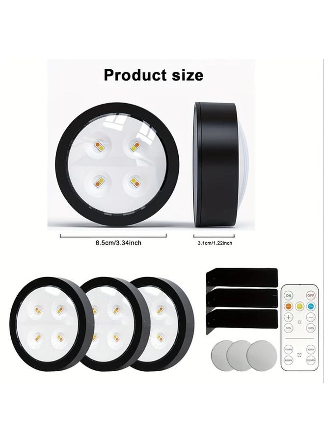 3 Pack Black Wireless LED Picture Lights Dimmable With Remote Timer 3 Modes - Image 3
