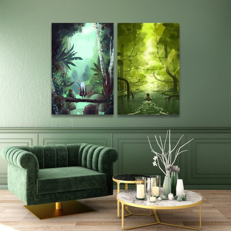 ماركتنا لوحة قماشية ثنائية بتصميم طبيعة بمقاس اجمالي 80×60 سم - Image 1