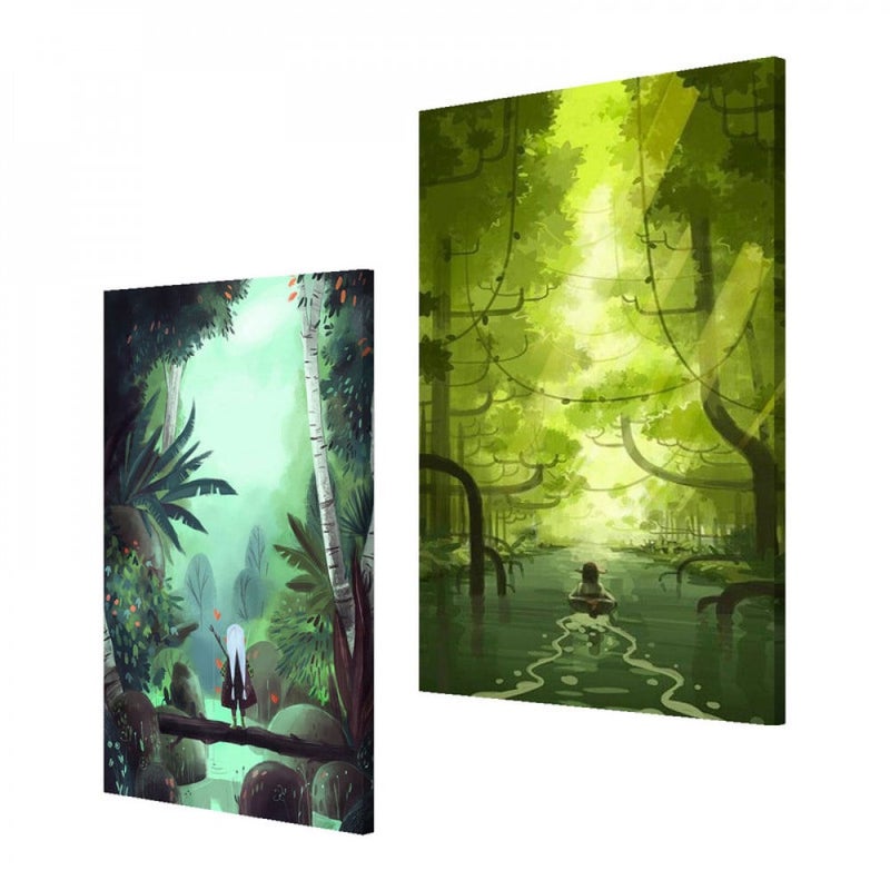 ماركتنا لوحة قماشية ثنائية بتصميم طبيعة بمقاس اجمالي 80×60 سم - Image 2